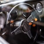 black and silver steering wheel