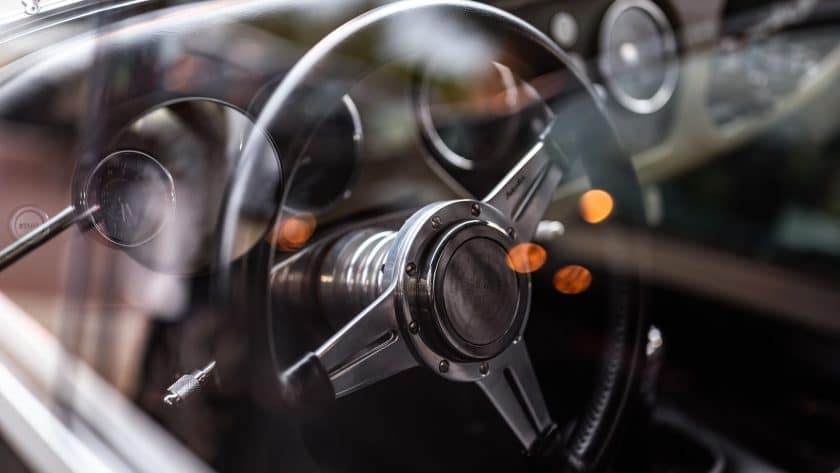 black and silver steering wheel